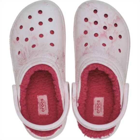 NEW Crocs Sizes 6-10 Women's Classic Lined Watercolor Marbled Clog - Powder Pink - Picture 4 of 6
